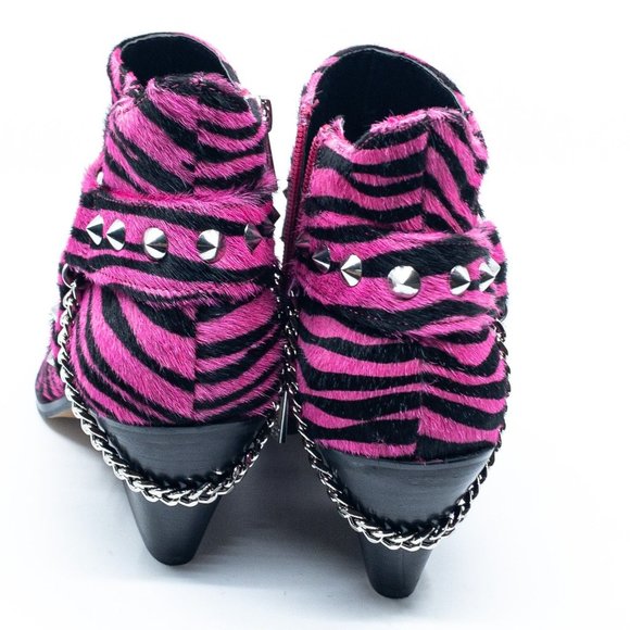 NWOT JESSICA SIMPSON Zayrie Pink and Black Zebra Print Ankle Boot - Picture 7 of 9